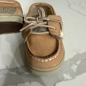 Sperry Tan Kids Moccasins with Lace